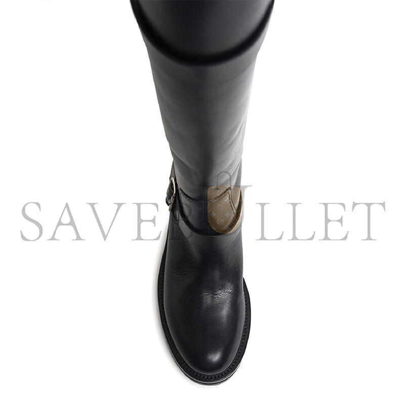 YSL BIORK LEATHER BUCKLE BIKER BOOTS 